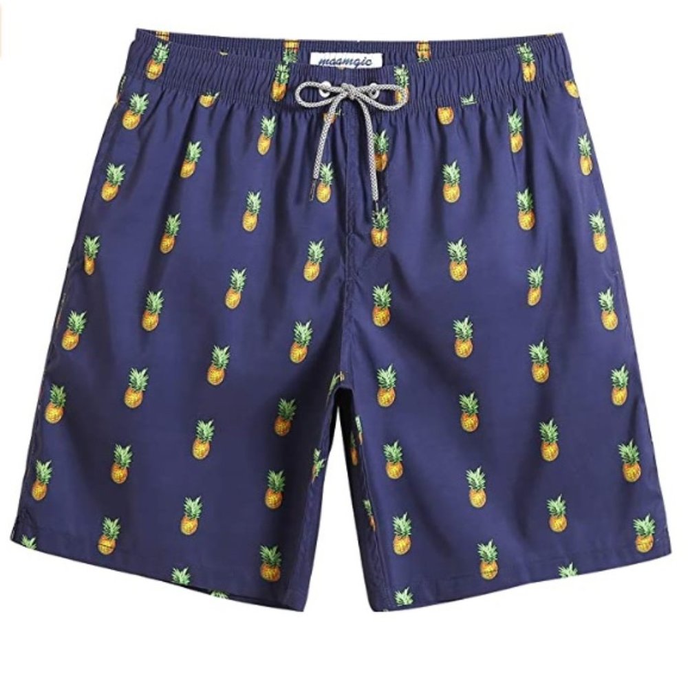 maamgic Mens Swim Trunks 9" with Mesh Lining Quick Dry Pineapples Size XXL  NWT